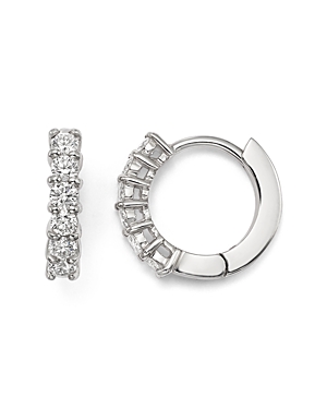 Roberto Coin 18K White Gold Small Hoop Earrings with Diamonds