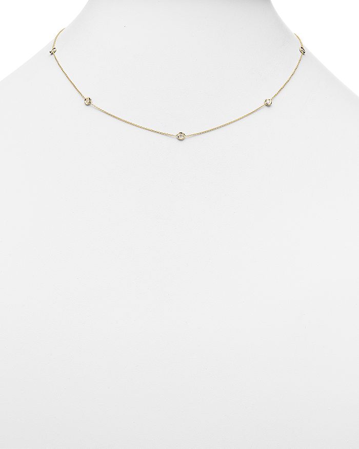 Shop Roberto Coin 18k Yellow Gold Diamond Station Necklace, 16-18 In White/gold