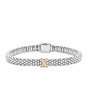 Lagos 18K Gold and Sterling Silver Embrace Collection Rope Bracelet with Diamonds