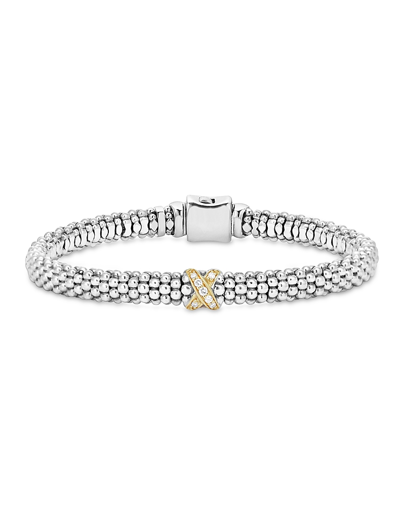 Lagos 18K Gold & Sterling Silver Embrace Collection Rope Bracelet with Diamonds