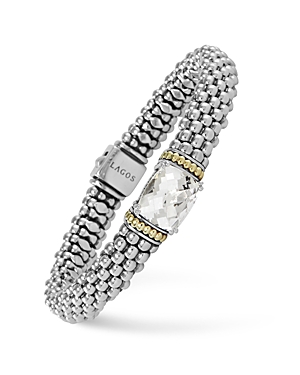 Lagos 18k Gold And Sterling Silver Prism White Topaz Rope Bracelet, 9mm In Metallic