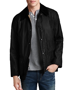 Shop Barbour Ashby Tailored Waxed Cotton Jacket In Black/classic Tartan