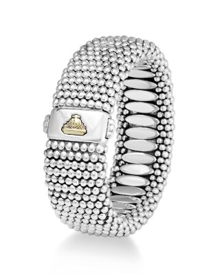 Sterling Silver Caviar Wide Bracelet