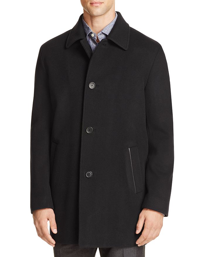 Shop Cole Haan Wool Cashmere Topper Coat In Black