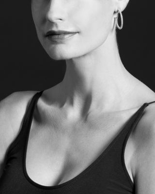 Beaded Thin Hoop Earrings, Sterling Silver, 28mm