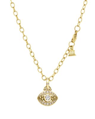18K Yellow Gold Evil Eye Pendant with Diamonds