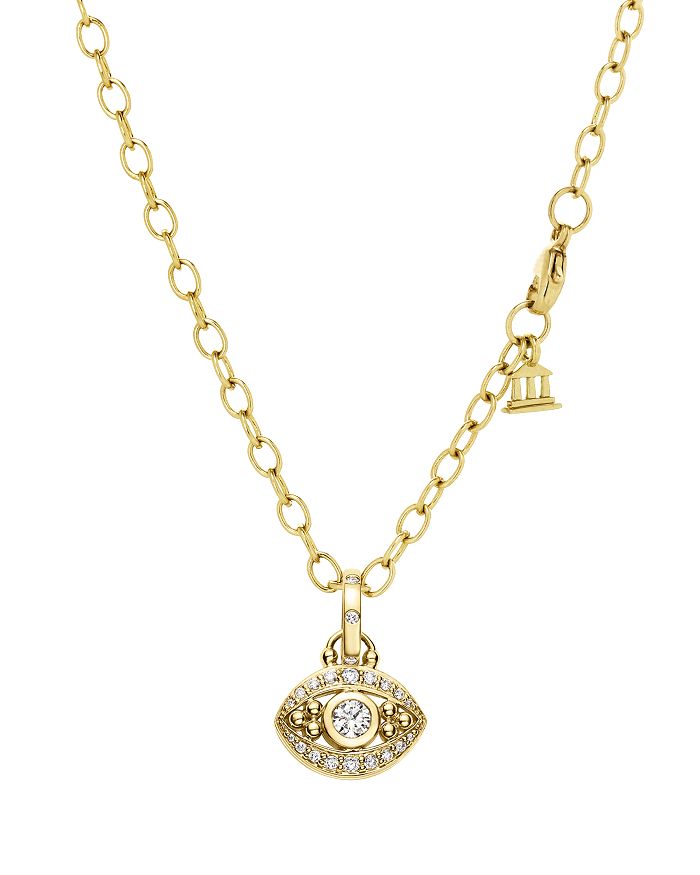 Shop Temple St Clair 18k Yellow Gold Evil Eye Pendant With Diamonds In White/gold