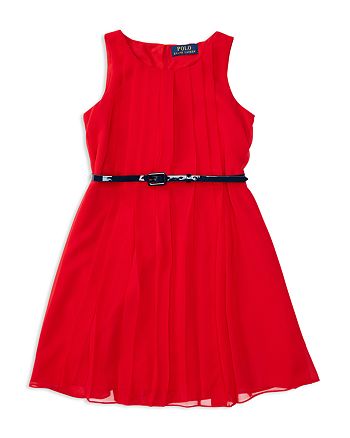 Ralph Lauren Girls' Pleated Georgette Dress - Sizes 7-16 | Bloomingdale's
