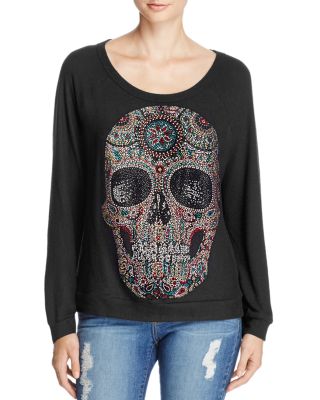 aqua skull sweater