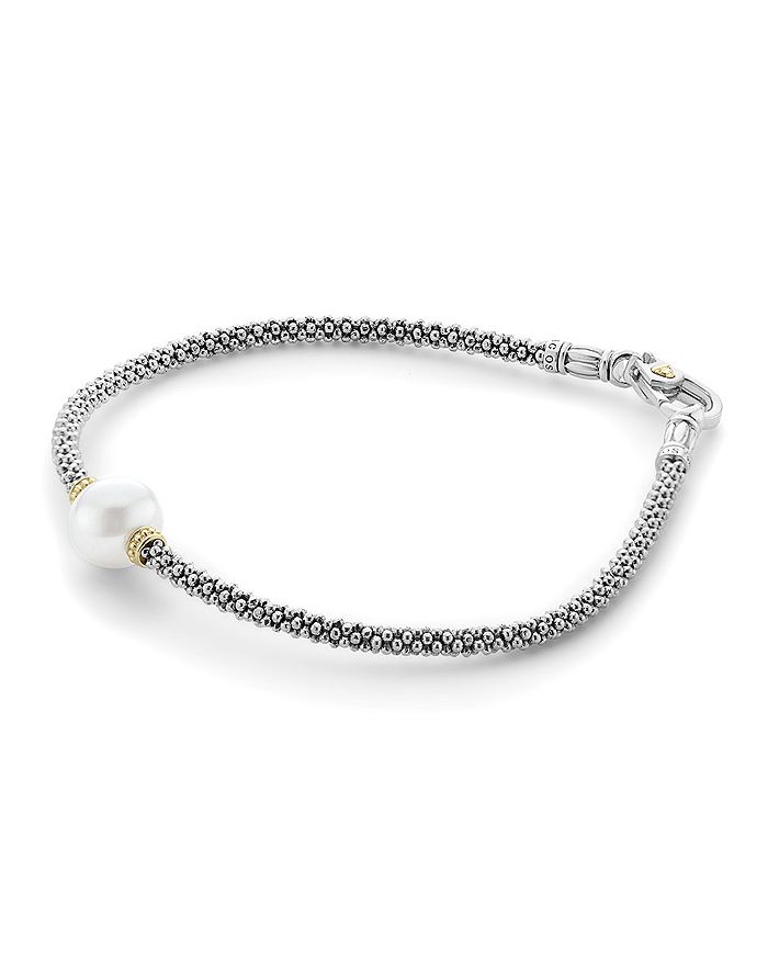 LAGOS 18K GOLD AND STERLING SILVER LUNA ROPE BRACELET WITH CULTURED FRESHWATER PEARL,05-81171-MM
