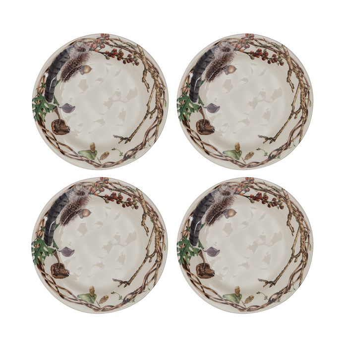 Juliska Set Of 4 Forest Walk Ceramic Party Plates In Multi