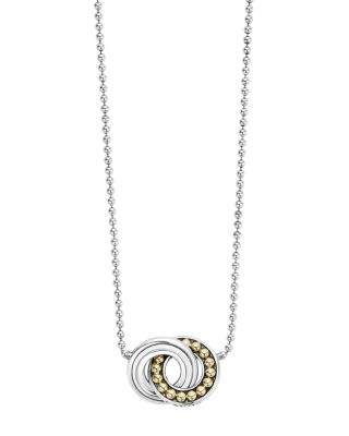 18K Gold and Sterling Silver Enso Interlocking Circle Pendant Necklace, 16"