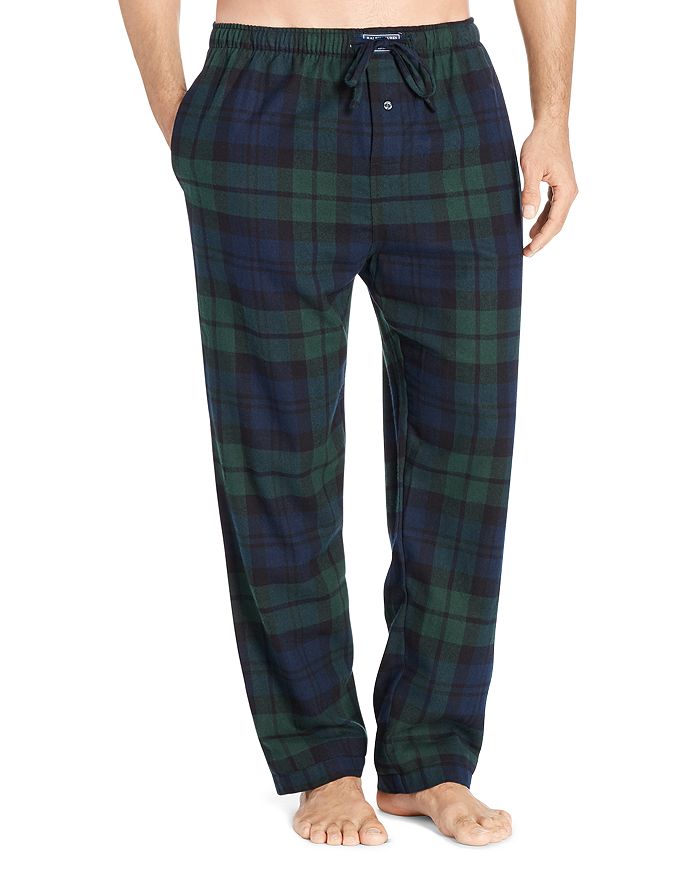 Forest Green Plaid Women's Flannel Pajama Pants - Little Blue House US