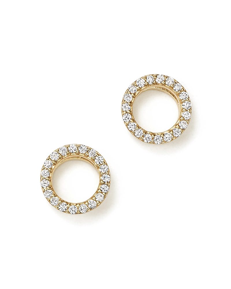 Diamond Circle Stud Earrings in 14K Yellow Gold, .20 tcw