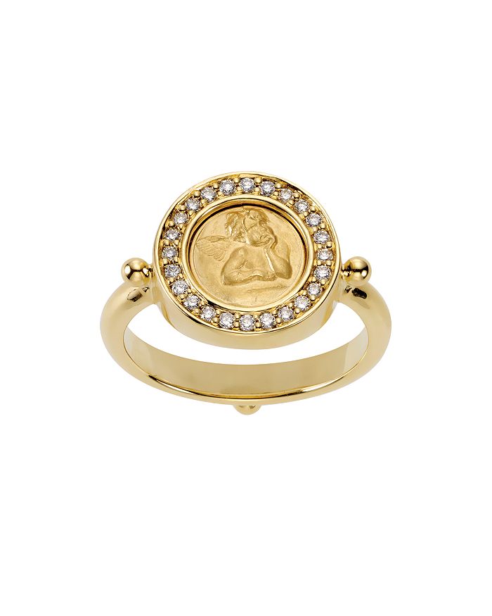 TEMPLE ST. CLAIR 18K YELLOW GOLD ANGEL RING WITH PAVE DIAMONDS,AR8-PAVE