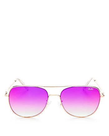 Quay Women's Running Riot Mirrored Aviator Sunglasses, 57mm ...