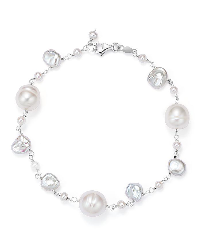 Bloomingdale's 14k White Gold Cultured Freshwater Pearl And Keshi Pearl Bracelet