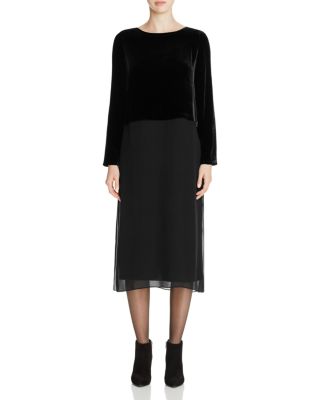 Eileen Fisher Petites Velvet Top Silk Midi Dress | Bloomingdale's Women  Petites