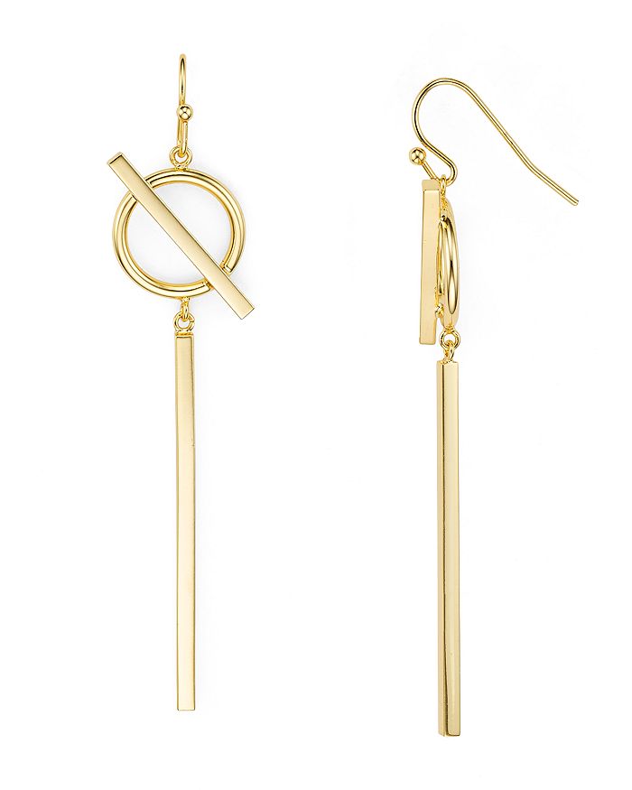 Argento Vivo Circle And Bar Drop Earrings In Gold