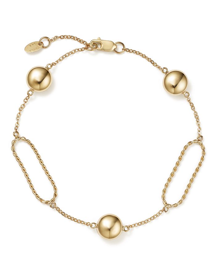 Bloomingdale's Oval Twist Link Bracelet With Beads In 14k Yellow Gold - 100% Exclusive