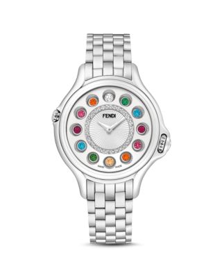 Fendi Crazy Carats Stainless Steel Rotating Gemstones Watch with