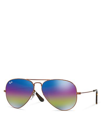 Ray-Ban Unisex Multi-Color Mirrored Aviator Sunglasses, 58mm |  Bloomingdale's