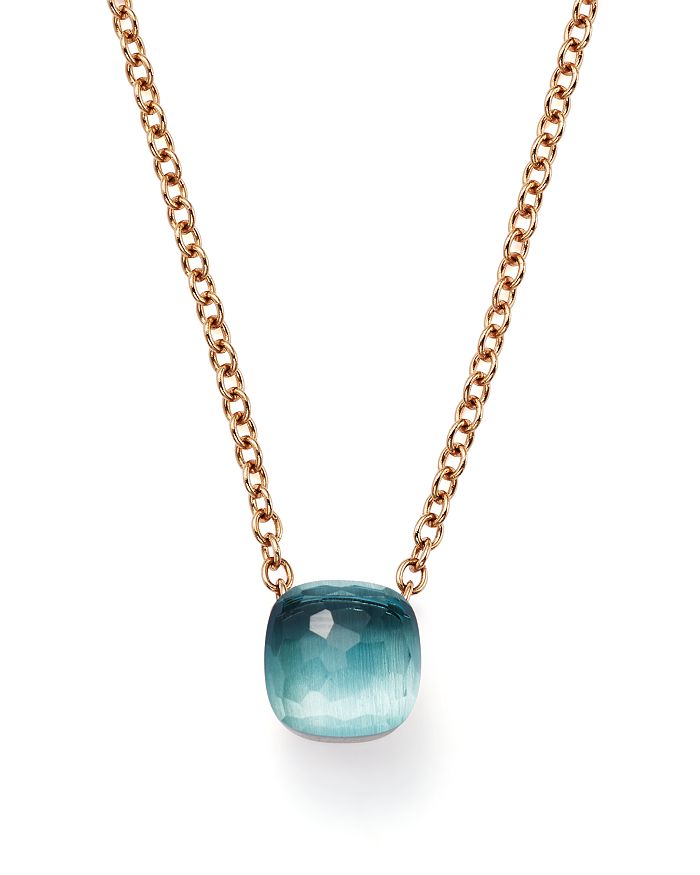 POMELLATO NUDO PENDANT NECKLACE WITH BLUE TOPAZ IN 18K ROSE AND WHITE GOLD,PCB6010O6000000OY