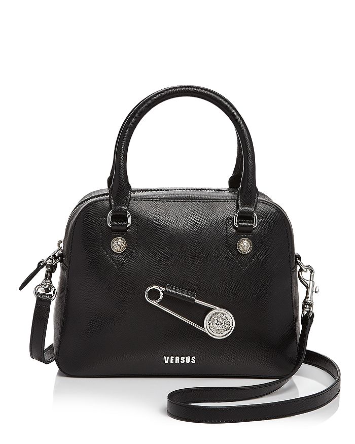 Versus Versace Safety Pin Medium Saffiano Leather Satchel