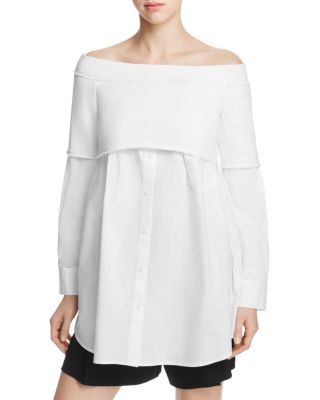 DKNY - Off-the-Shoulder Layered-Look Shirt