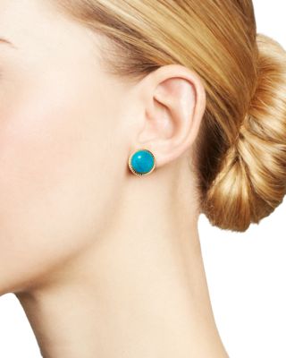 Turquoise Bezel Set Stud Earrings in 14K Yellow Gold&nbsp;
