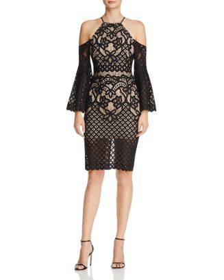 bardot halter lace dress Bell-Sleeve Style-Color-Dim:AP1E212300_AB411_M