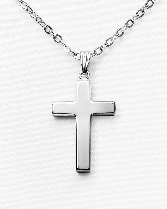 Shop Bloomingdale's Sterling Silver Polish Cross Necklace, 16 - 100% Exclusive