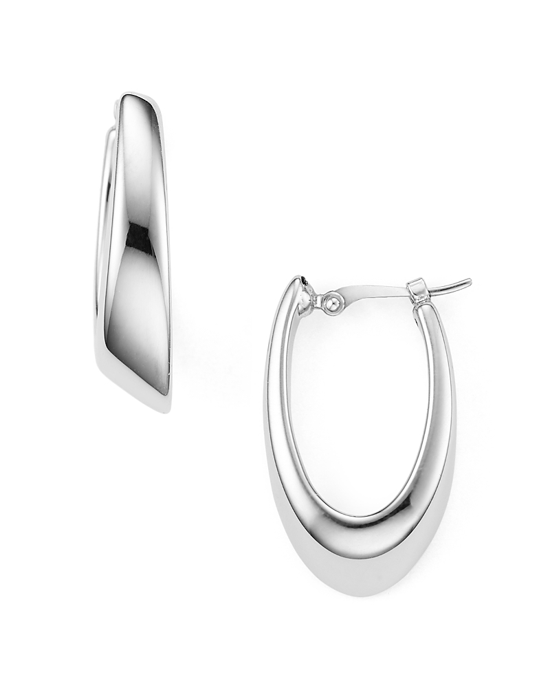 Aqua Sterling Silver Oval Hoop Earrings