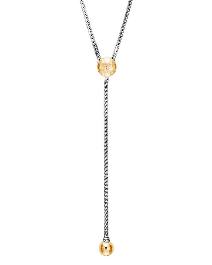 JOHN HARDY STERLING SILVER AND 18K BONDED GOLD CLASSIC CHAIN HAMMERED Y NECKLACE, 32,NZ999583X32