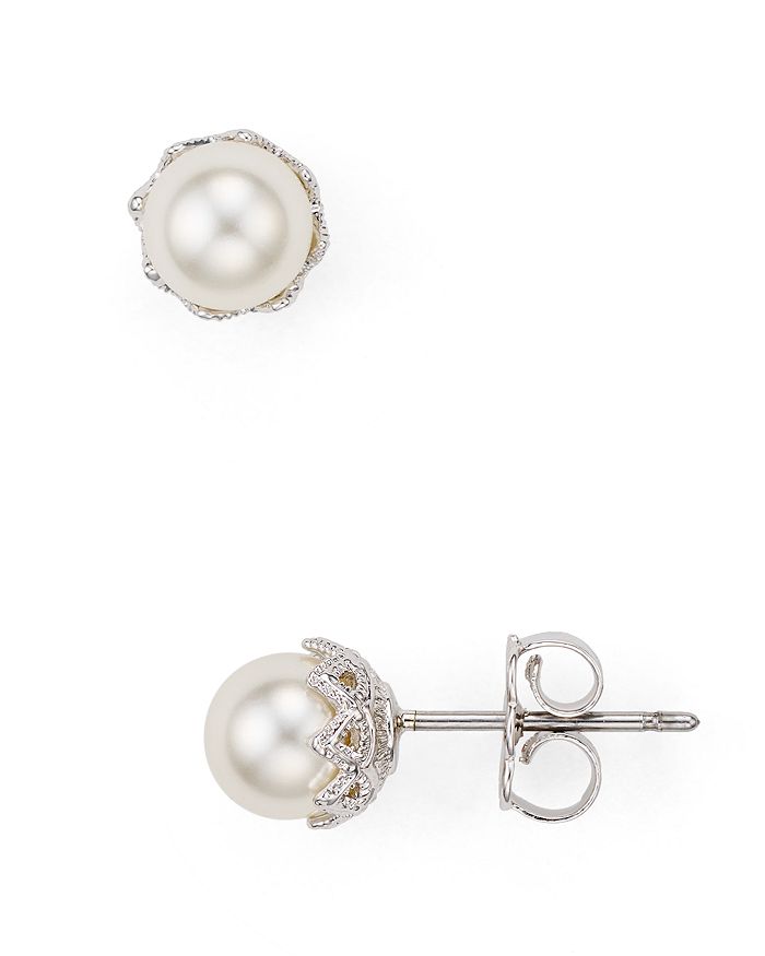 Nadri Ornate Stud Earrings In White/silver