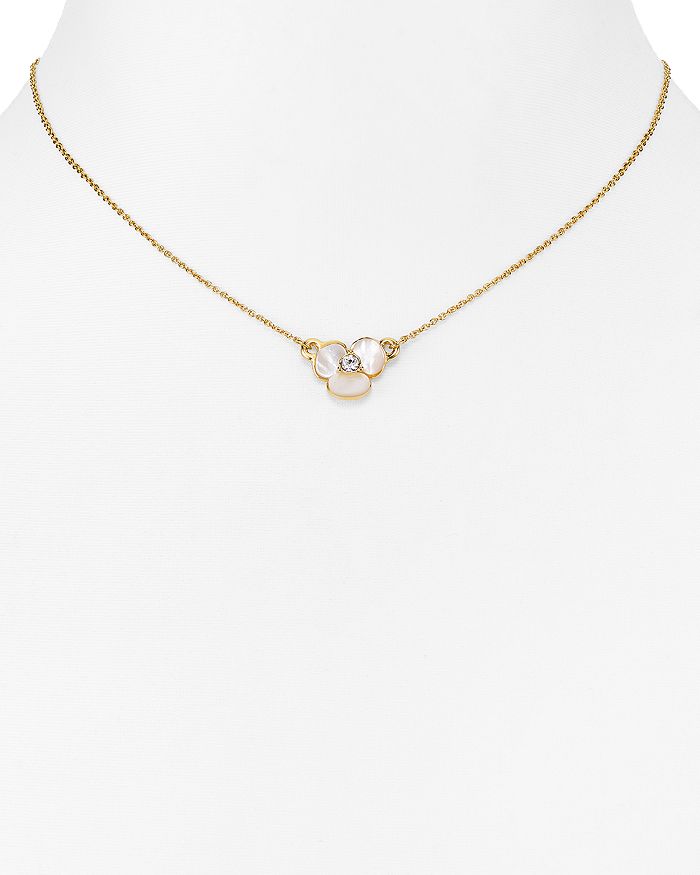 Shop Kate Spade Mini Floral Pendant Necklace, 14 In White/gold