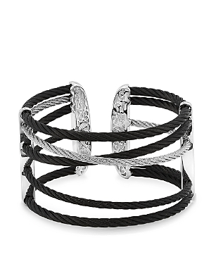 Alor Black & Grey Cable Cuff In 18kt Wg