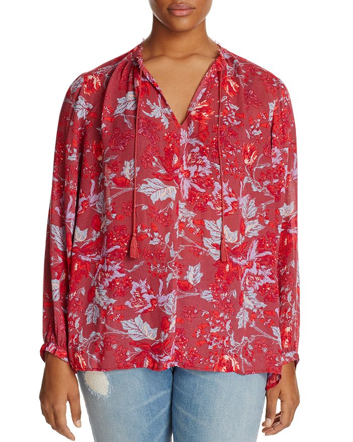 Lucky Brand Plus Size Printed Bell Sleeve Peasant Top, Tops, Clothing &  Accessories