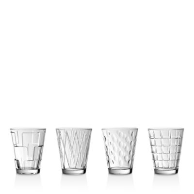 Dressed Up Crystal Glass Tumblers: Assorted Patterns, Set of 4