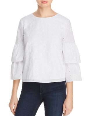 AQUA - Embroidered Eyelet Tiered Sleeve Top&nbsp;- Exclusive