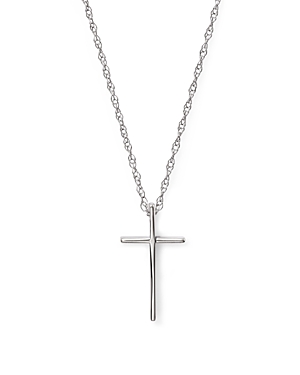 14K White Gold Small Cross Pendant Necklace, 18 - 100% Exclusive