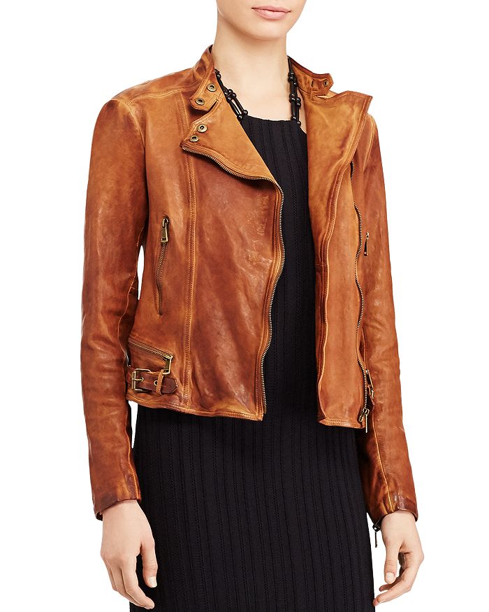 Ralph Lauren Burnished Leather Moto Jacket | Bloomingdale's