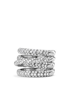 David Yurman - Pavé Flex Four Row Ring with Diamonds in 18K White Gold