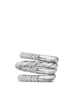 Pav&eacute; Flex Four Row Ring with Diamonds in 18K White Gold