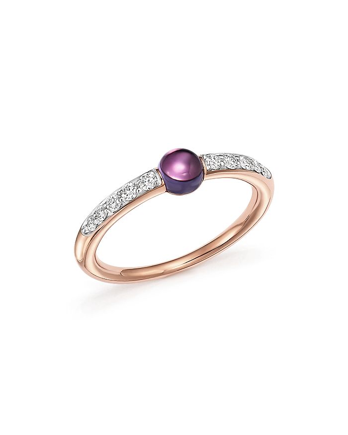 POMELLATO M'AMA NON M'AMA RING WITH AMETHYST AND DIAMONDS IN 18K ROSE GOLD,PAB7031O7000DB0OI