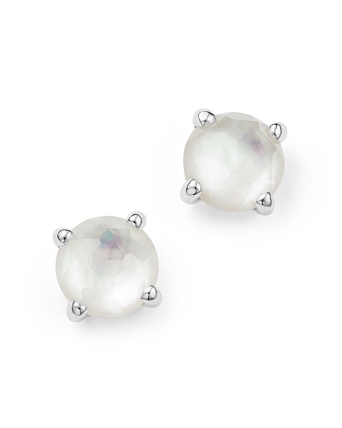 Shop Ippolita Rock Candy Mini Stud Earrings In Mother-of-pearl In White/silver