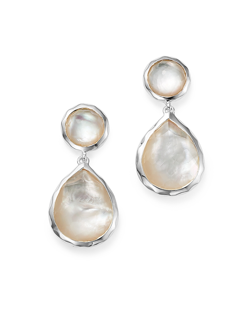 Ippolita Wonderland Mother-of-pearl, Clear Quartz & Sterling Silver Teardrop Snowman Doublet Post Earrings In White/silver