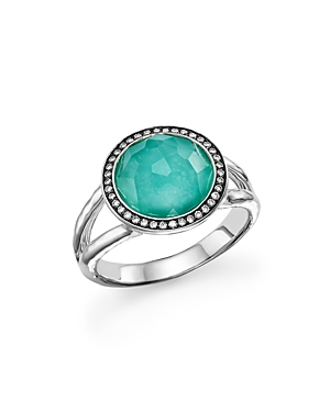 Ippolita Sterling Silver Stella Mini Lollipop Ring in Turquoise Doublet with Diamonds