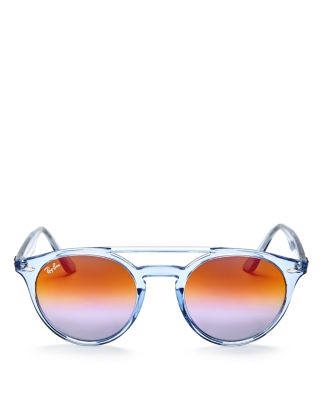 Ray-Ban - Mirrored Brow Bar Round Sunglasses, 51mm