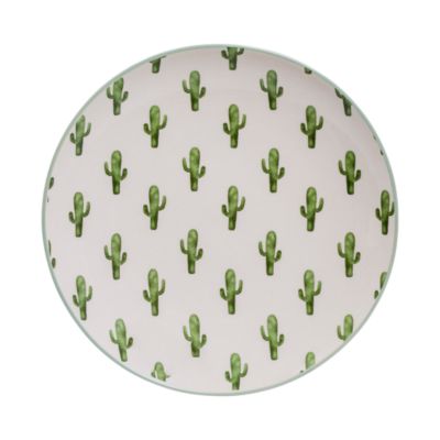 Bloomingville Round Ceramic Jade Cactus Plate